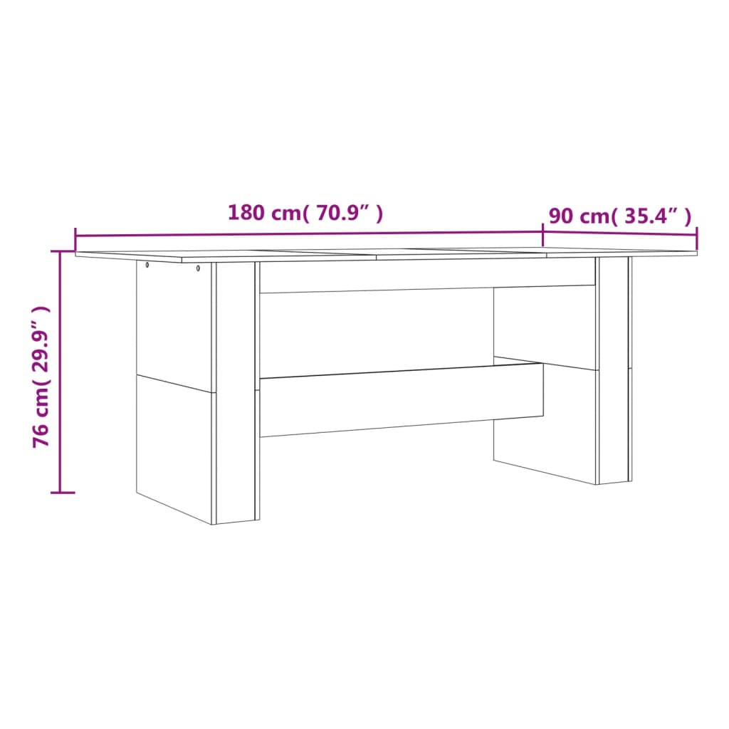 Table à dîner sonoma gris 180x90x76 cm bois d'ingénierie - XIOS