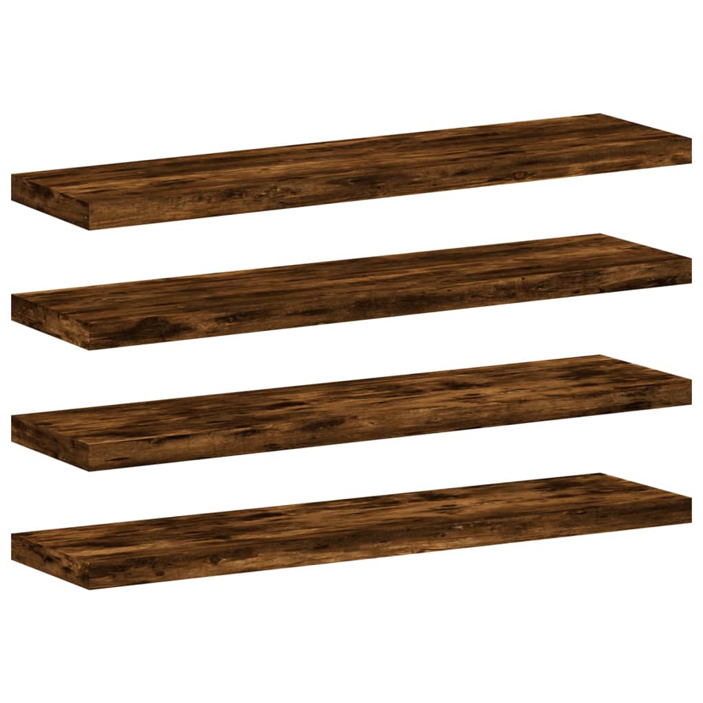 Étagères murales 4 pcs chêne fumé 40x10x1,5cm bois d'ingénierie