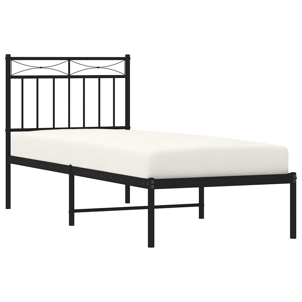 Cadre de lit métal sans matelas avec tête de lit noir 75x190 cm - XIOS