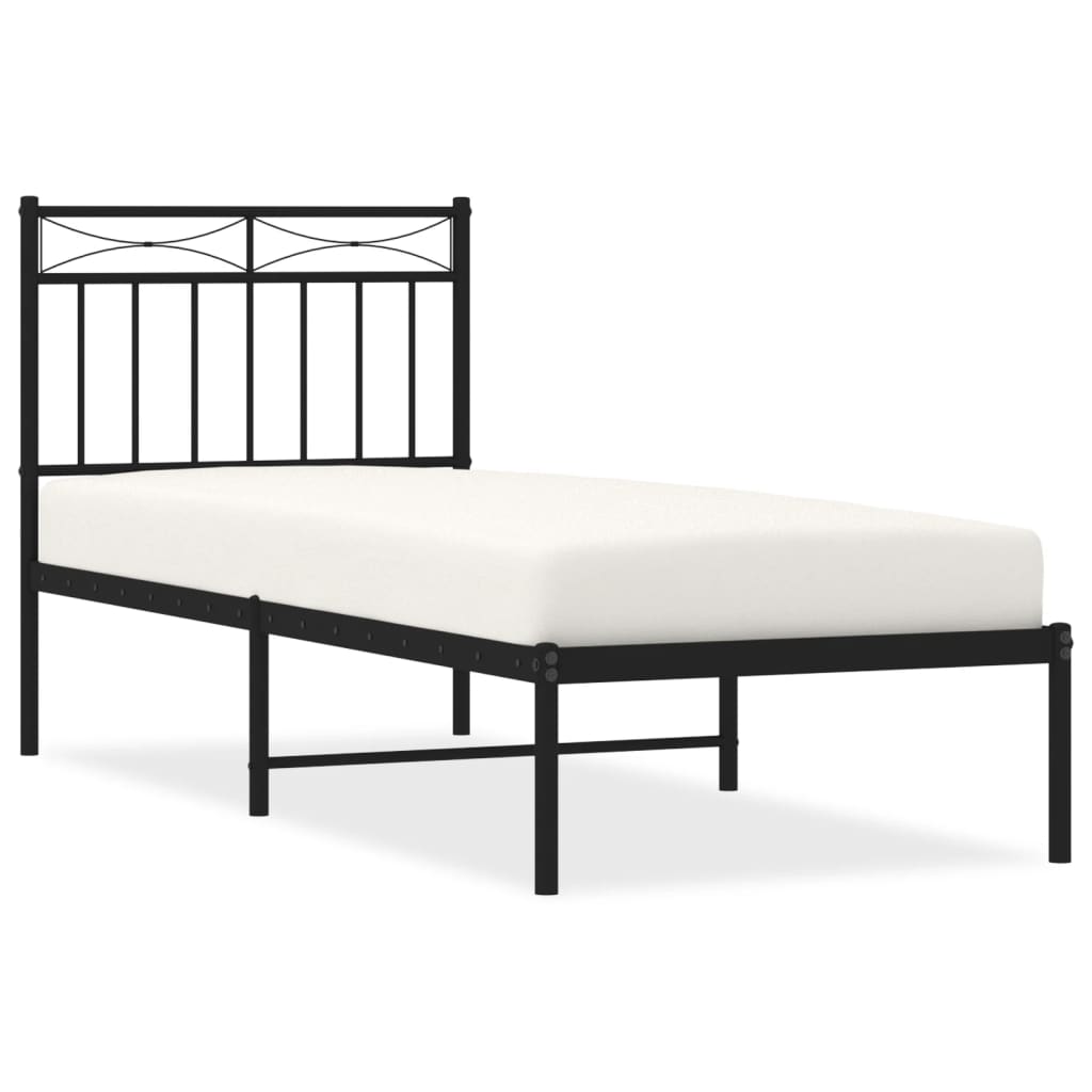 Cadre de lit métal sans matelas avec tête de lit noir 80x200 cm - XIOS