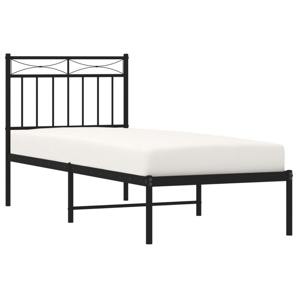 Cadre de lit métal sans matelas avec tête de lit noir 80x200 cm - XIOS
