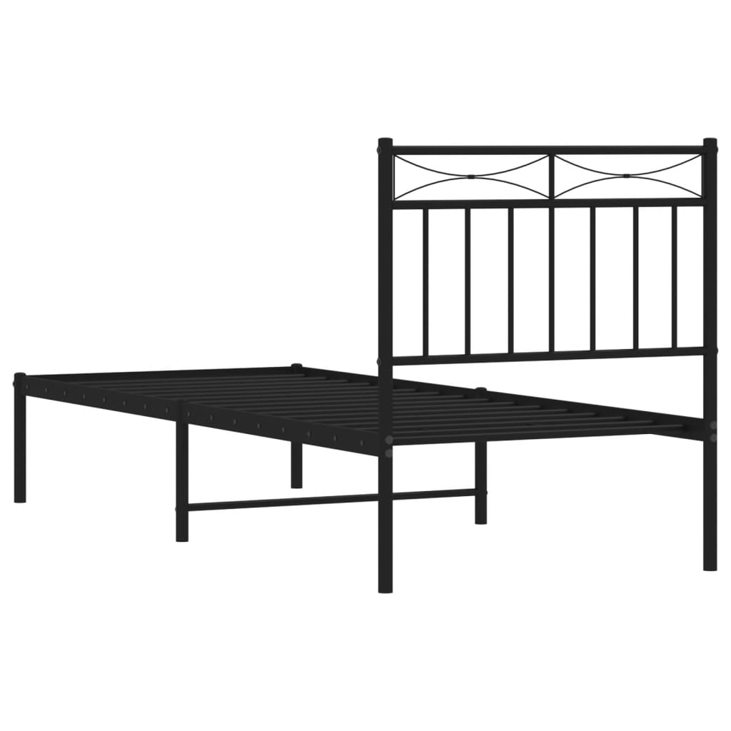Cadre de lit métal sans matelas avec tête de lit noir 80x200 cm - XIOS