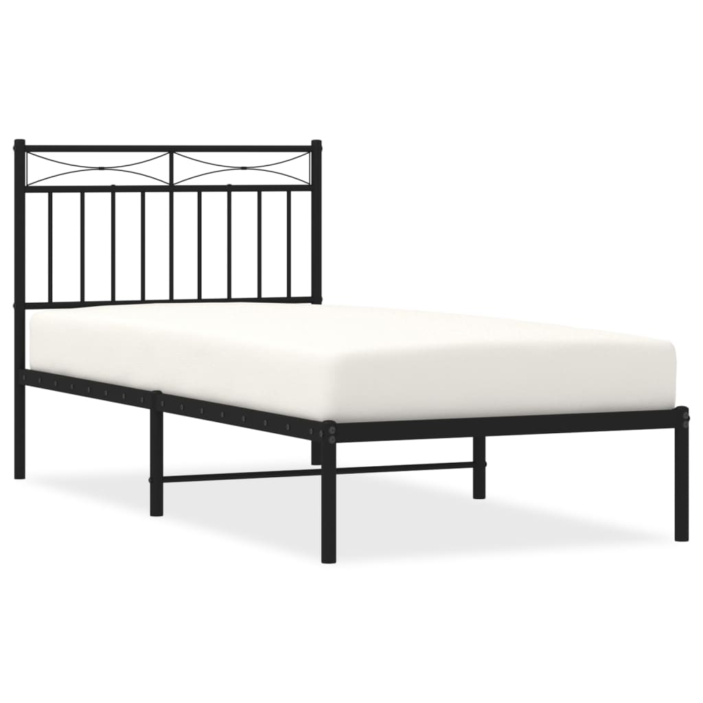 Cadre de lit métal sans matelas avec tête de lit noir 90x190 cm - XIOS