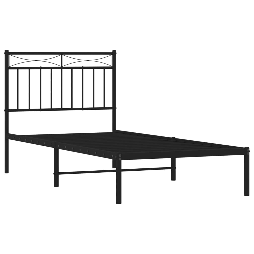 Cadre de lit métal sans matelas avec tête de lit noir 90x190 cm - XIOS