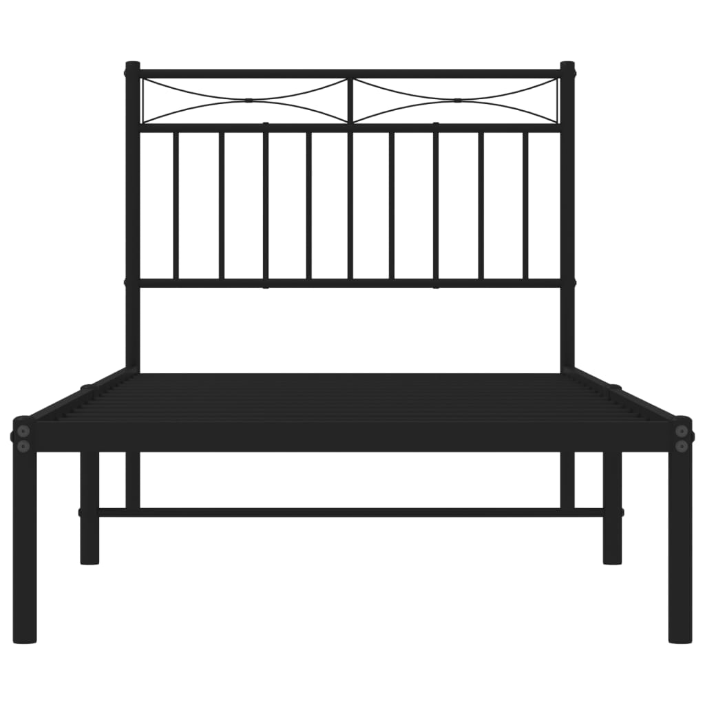 Cadre de lit métal sans matelas avec tête de lit noir 90x190 cm - XIOS