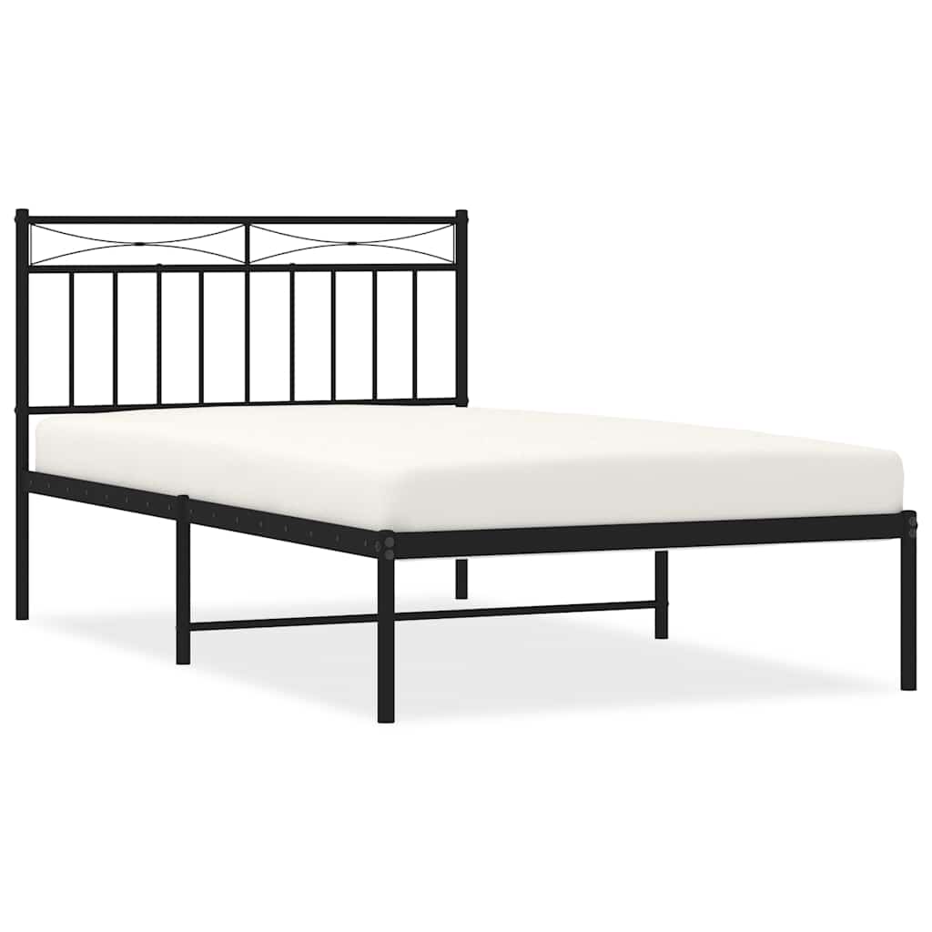 Cadre de lit métal sans matelas avec tête de lit noir 100x200cm - XIOS