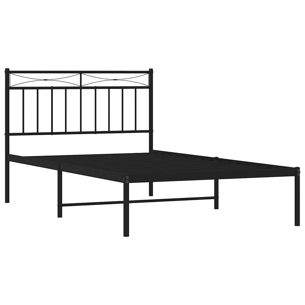 Cadre de lit métal sans matelas avec tête de lit noir 100x200cm - XIOS