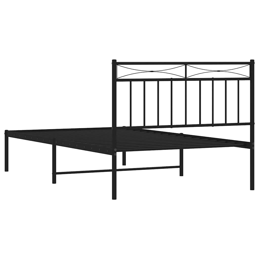 Cadre de lit métal sans matelas avec tête de lit noir 100x200cm - XIOS