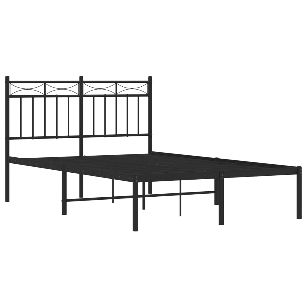 Cadre de lit métal sans matelas avec tête de lit noir 120x200cm - XIOS