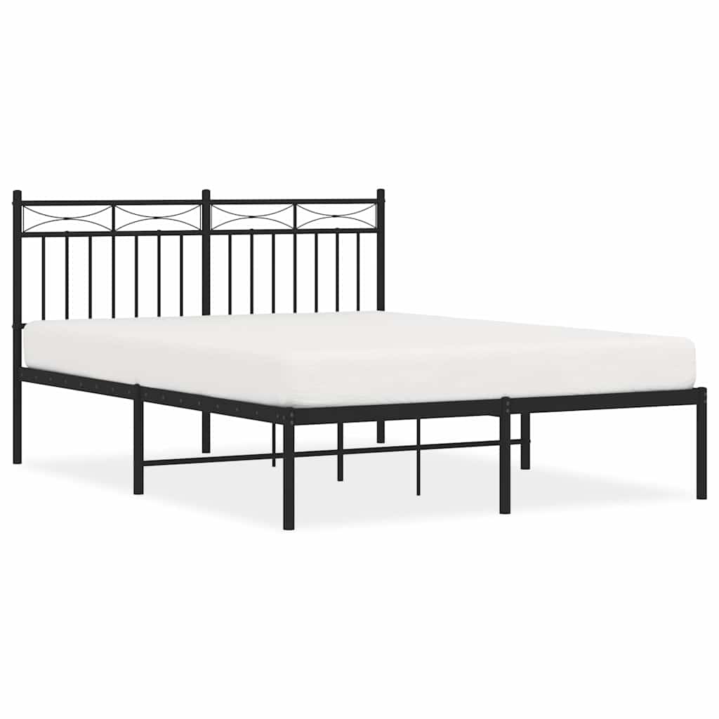 Cadre de lit métal sans matelas avec tête de lit noir 135x190cm - XIOS