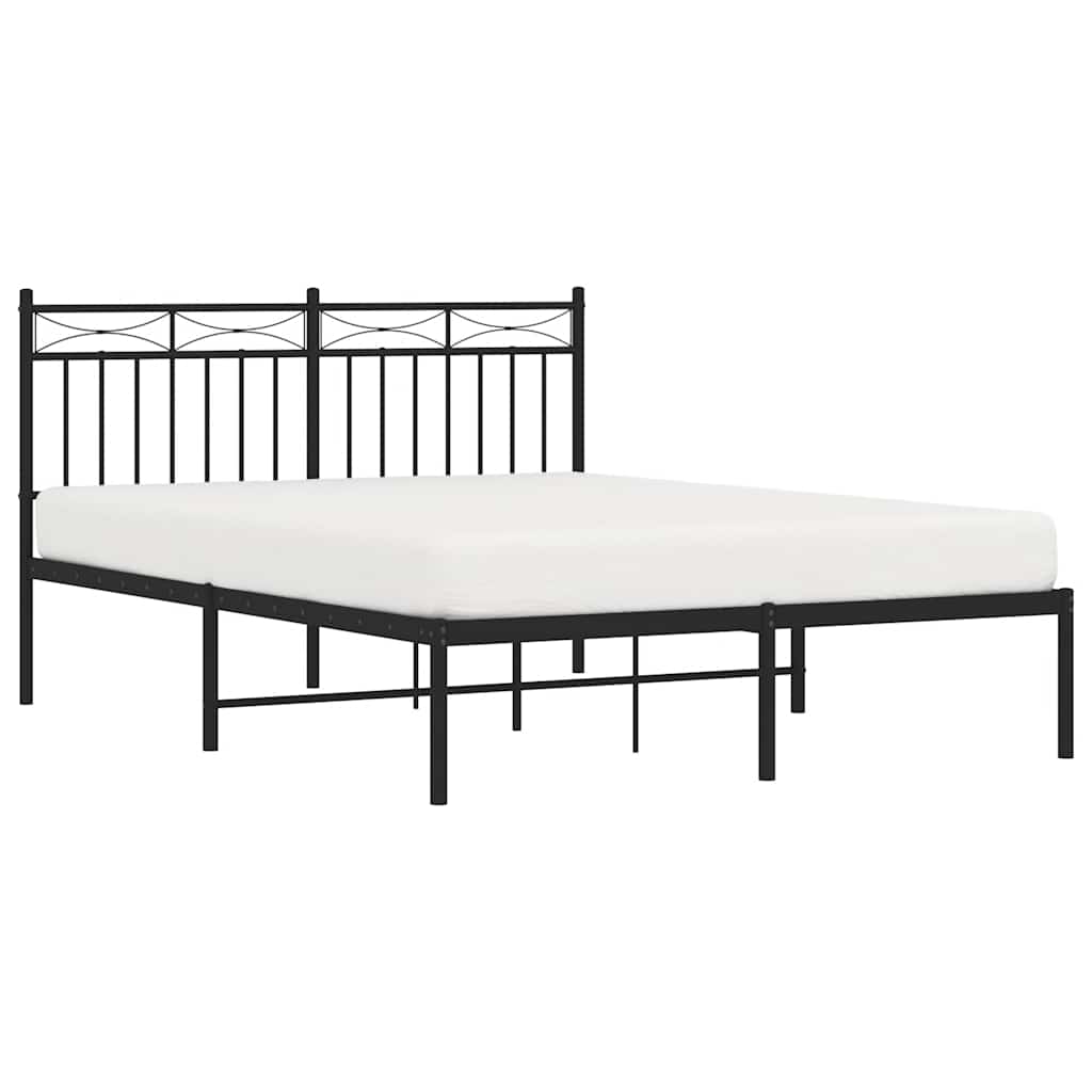 Cadre de lit métal sans matelas avec tête de lit noir 135x190cm - XIOS