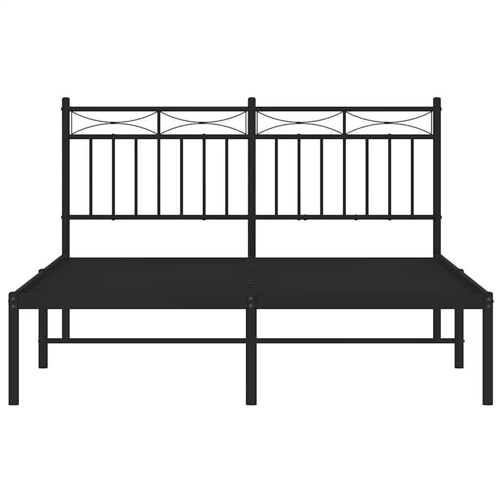 Cadre de lit métal sans matelas avec tête de lit noir 135x190cm - XIOS