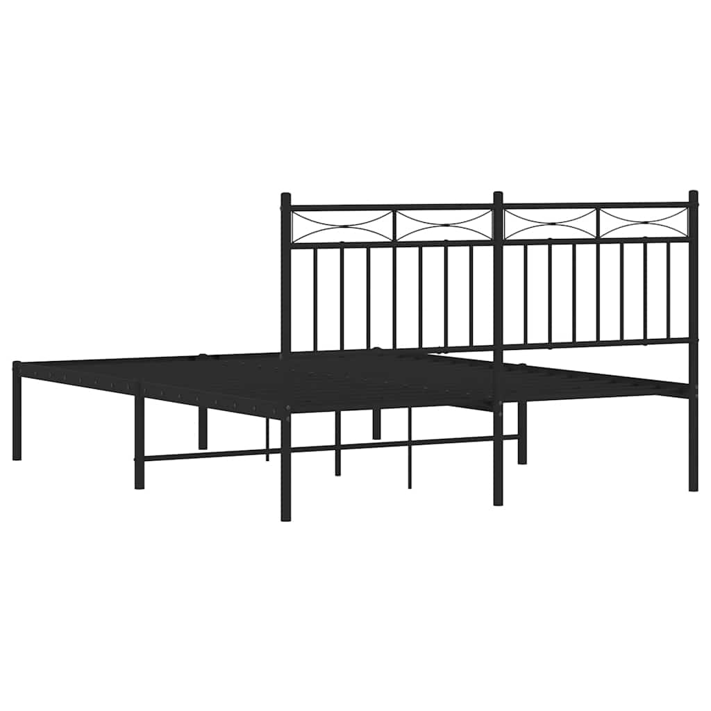 Cadre de lit métal sans matelas avec tête de lit noir 135x190cm - XIOS