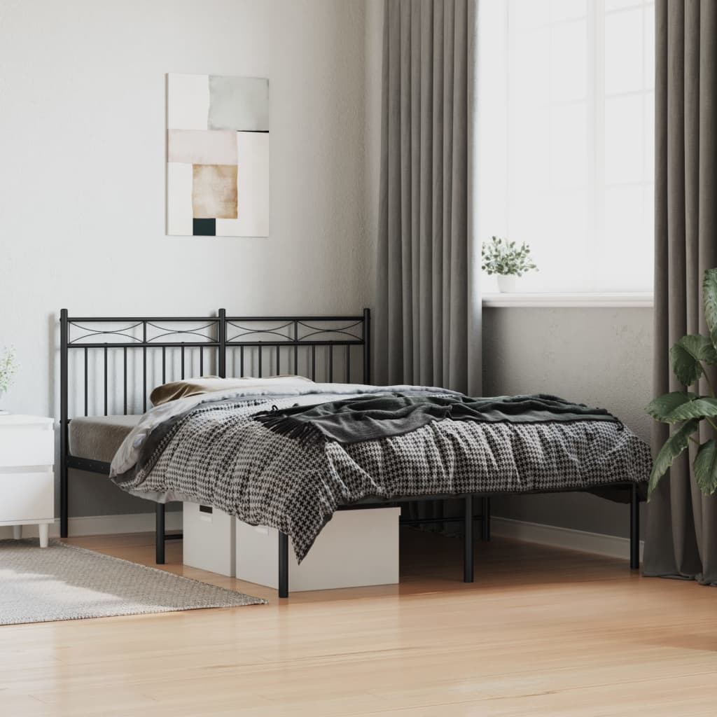 Cadre de lit métal sans matelas avec tête de lit noir 140x190cm - XIOS