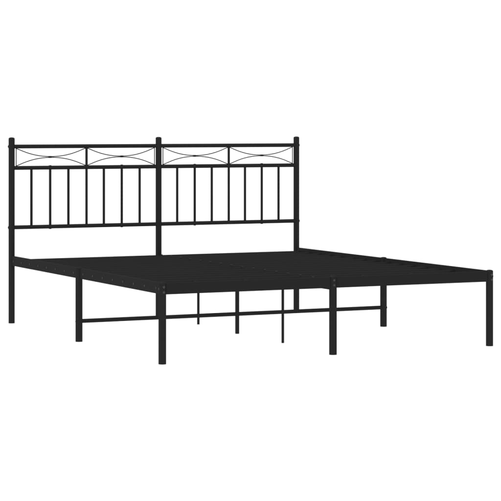 Cadre de lit métal sans matelas et tête de lit noir 160x200 cm - XIOS