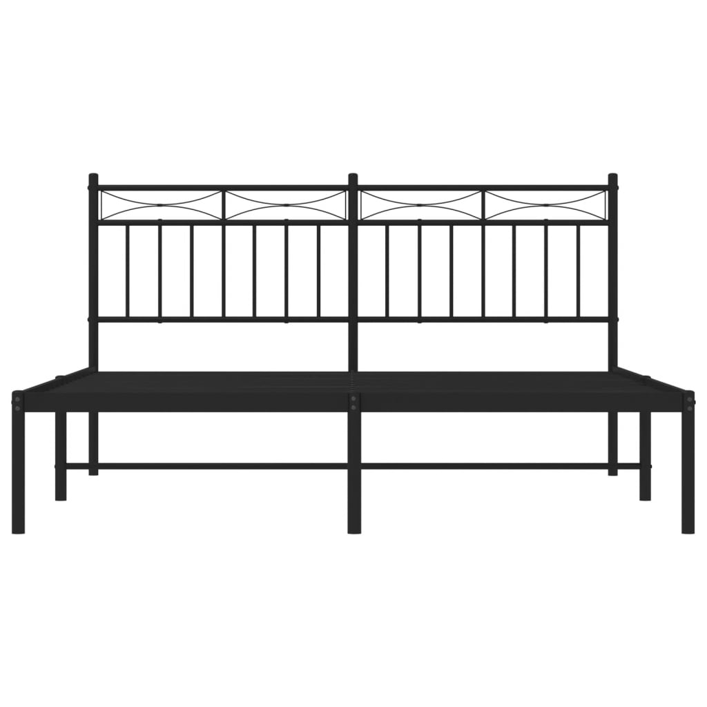 Cadre de lit métal sans matelas et tête de lit noir 160x200 cm - XIOS