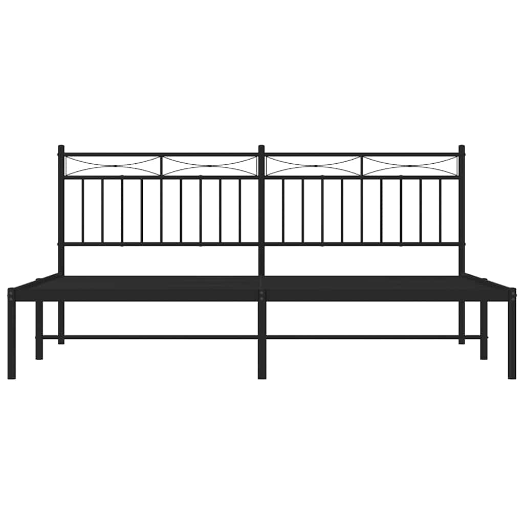 Cadre de lit métal sans matelas avec tête de lit noir 183x213cm - XIOS