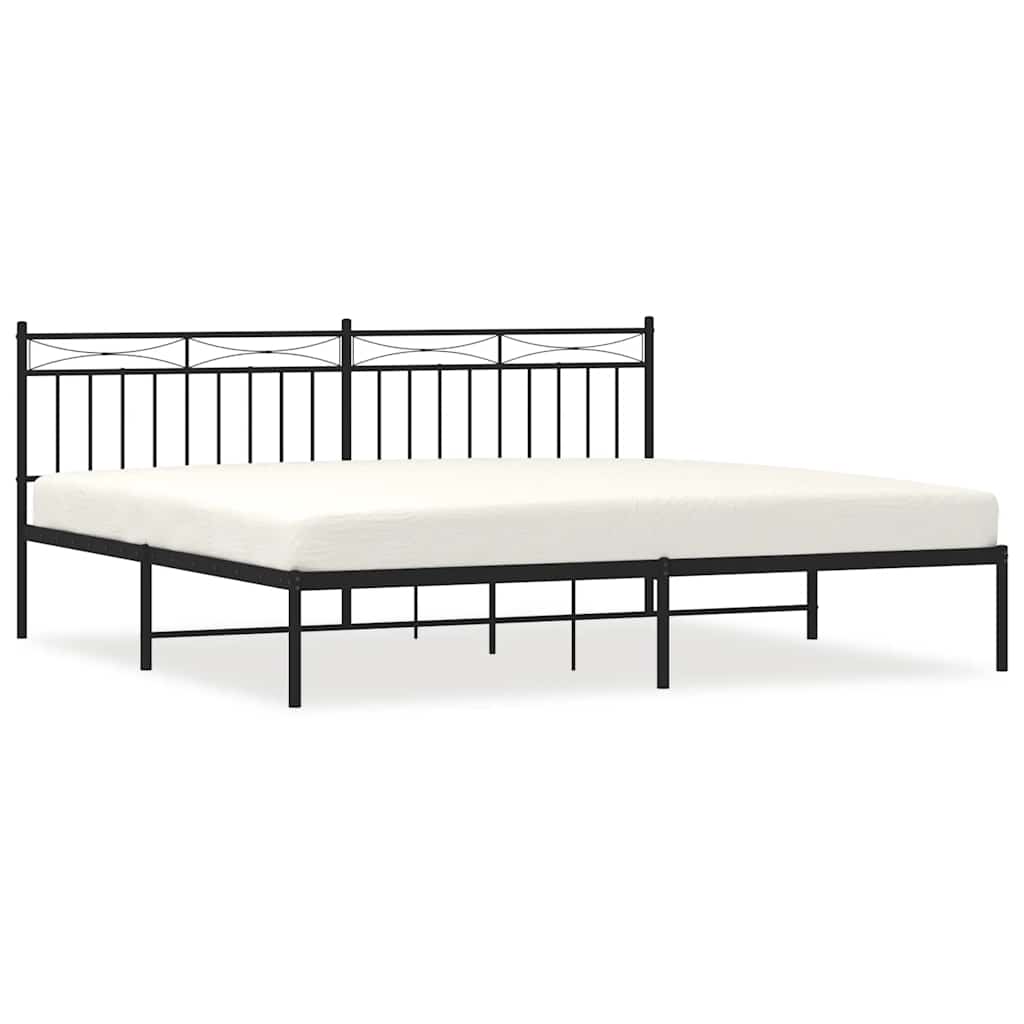 Cadre de lit métal sans matelas avec tête de lit noir 193x203cm - XIOS
