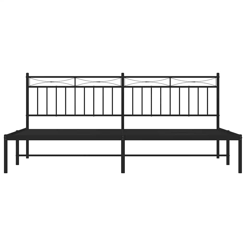 Cadre de lit métal sans matelas avec tête de lit noir 193x203cm - XIOS