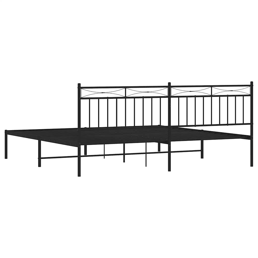 Cadre de lit métal sans matelas avec tête de lit noir 193x203cm - XIOS