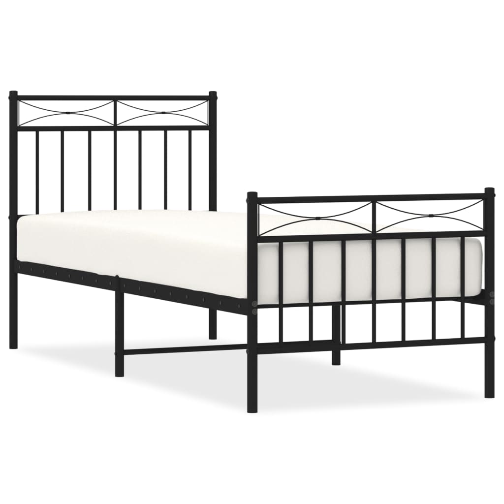 Cadre de lit métal sans matelas avec pied de lit noir 80x200 cm - XIOS
