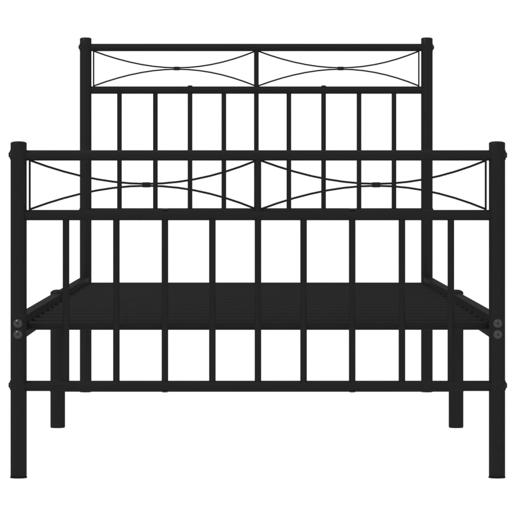 Cadre de lit métal sans matelas avec pied de lit noir 90x200 cm - XIOS