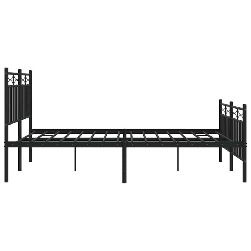 Cadre de lit métal sans matelas avec pied de lit noir 135x190cm - XIOS