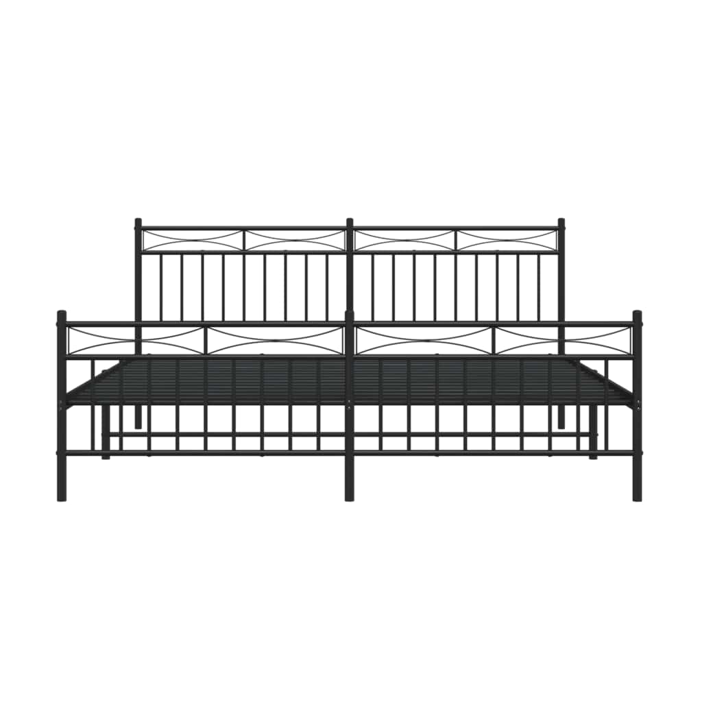 Cadre de lit métal sans matelas avec pied de lit noir 183x213cm - XIOS