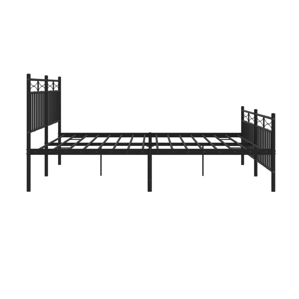 Cadre de lit métal sans matelas avec pied de lit noir 183x213cm - XIOS