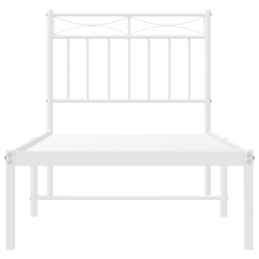 Cadre de lit métal sans matelas avec tête de lit blanc 75x190cm - XIOS