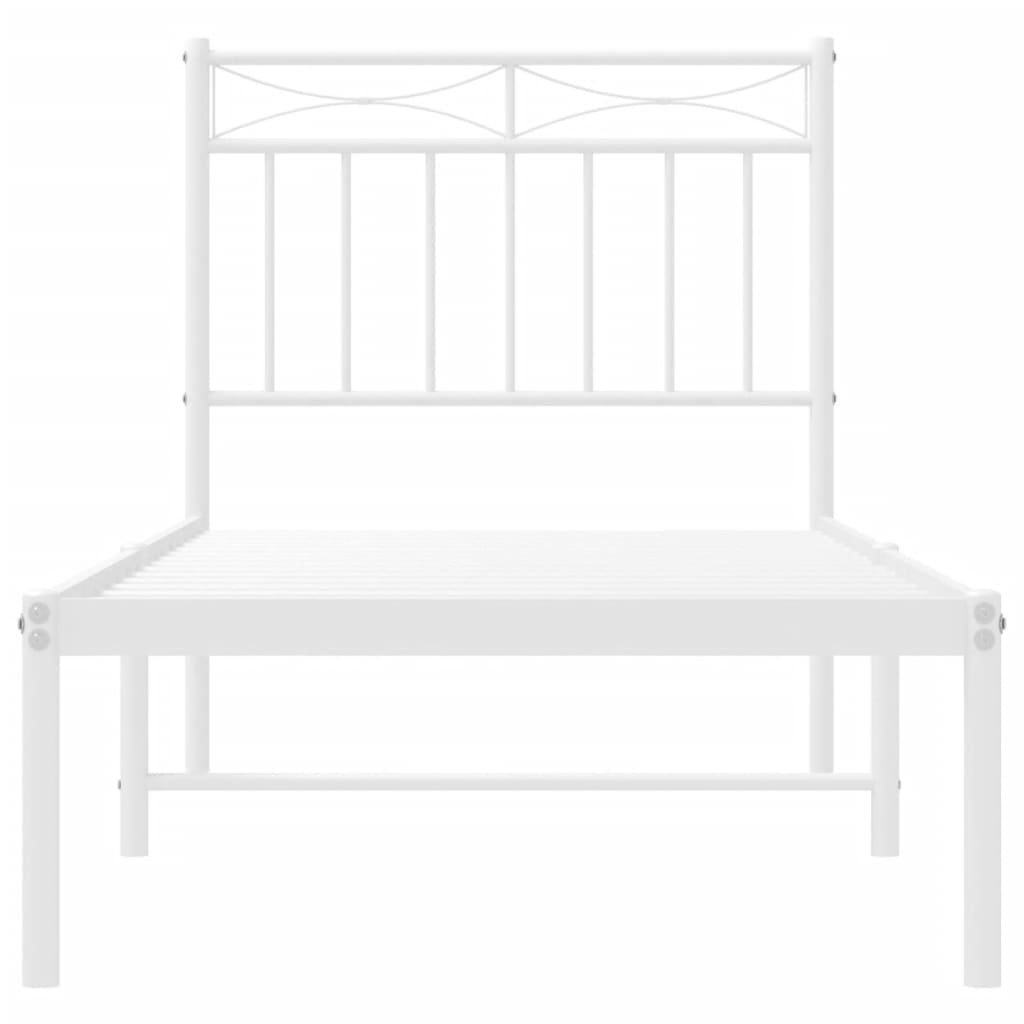 Cadre de lit métal sans matelas avec tête de lit blanc 80x200cm - XIOS