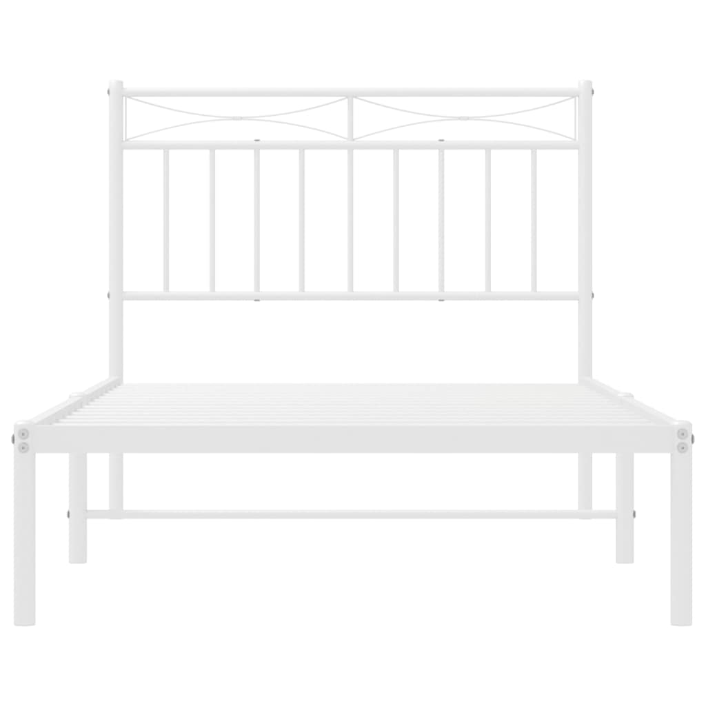 Cadre de lit métal sans matelas et tête de lit blanc 100x190 cm