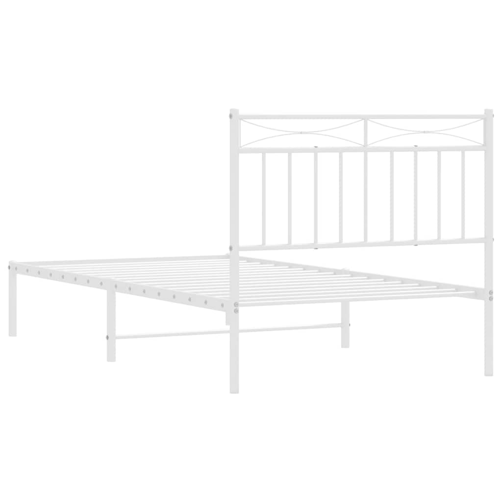Cadre de lit métal sans matelas et tête de lit blanc 100x190 cm