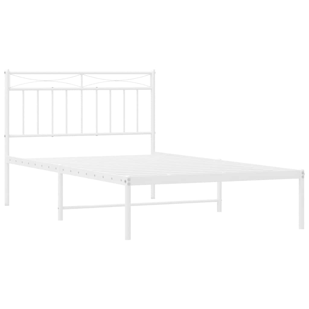 Cadre de lit métal sans matelas et tête de lit blanc 100x200 cm