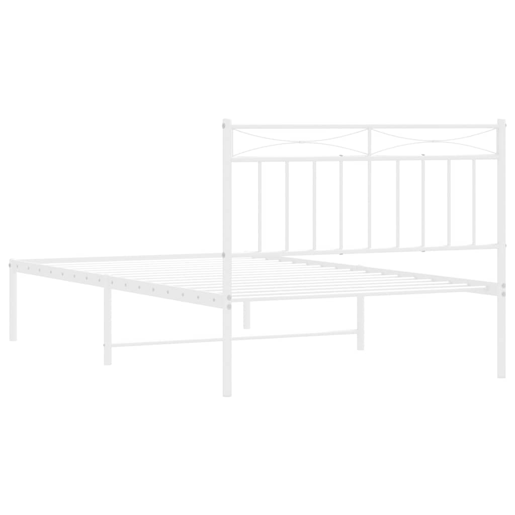 Cadre de lit métal sans matelas et tête de lit blanc 100x200 cm
