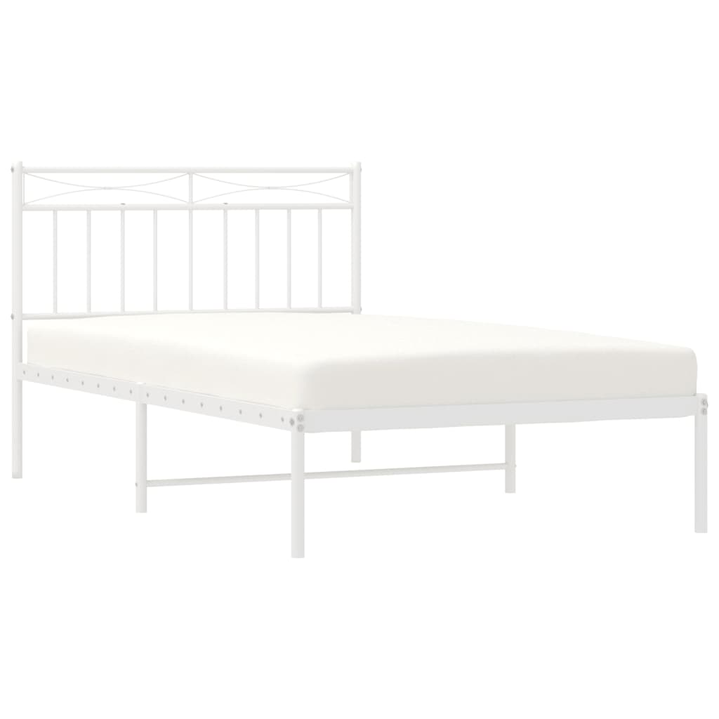 Cadre de lit métal sans matelas et tête de lit blanc 107x203 cm - XIOS