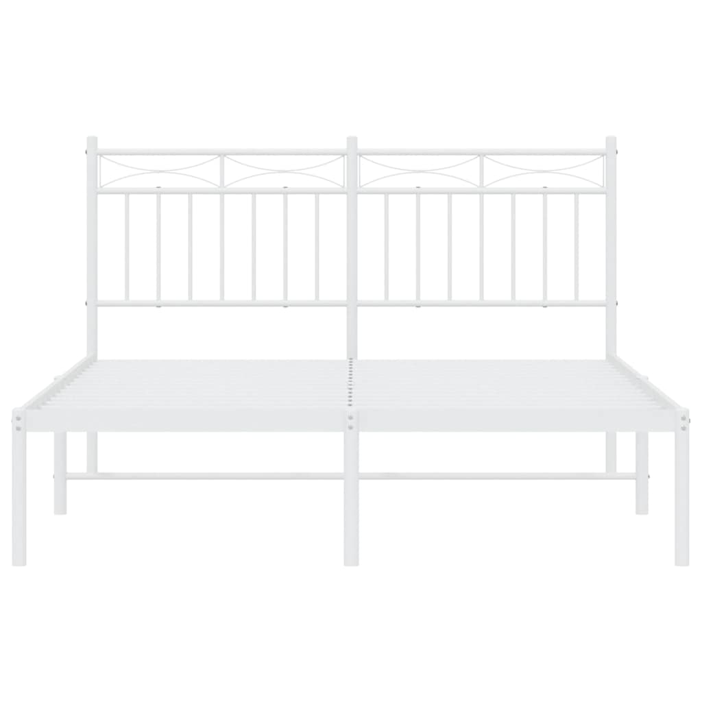 Cadre de lit métal sans matelas et tête de lit blanc 135x190 cm - XIOS