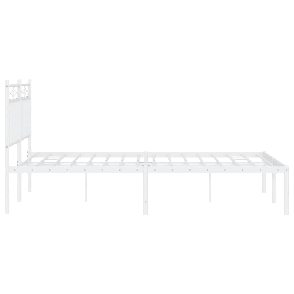 Cadre de lit métal sans matelas et tête de lit blanc 135x190 cm - XIOS