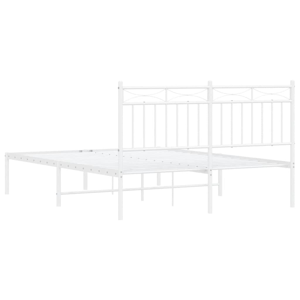 Cadre de lit métal sans matelas et tête de lit blanc 135x190 cm - XIOS