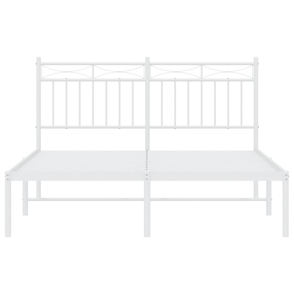 Cadre de lit métal sans matelas et tête de lit blanc 140x200 cm - XIOS