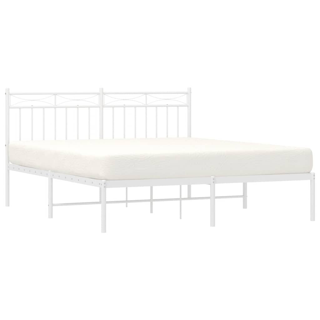 Cadre de lit métal sans matelas et tête de lit blanc 150x200 cm - XIOS