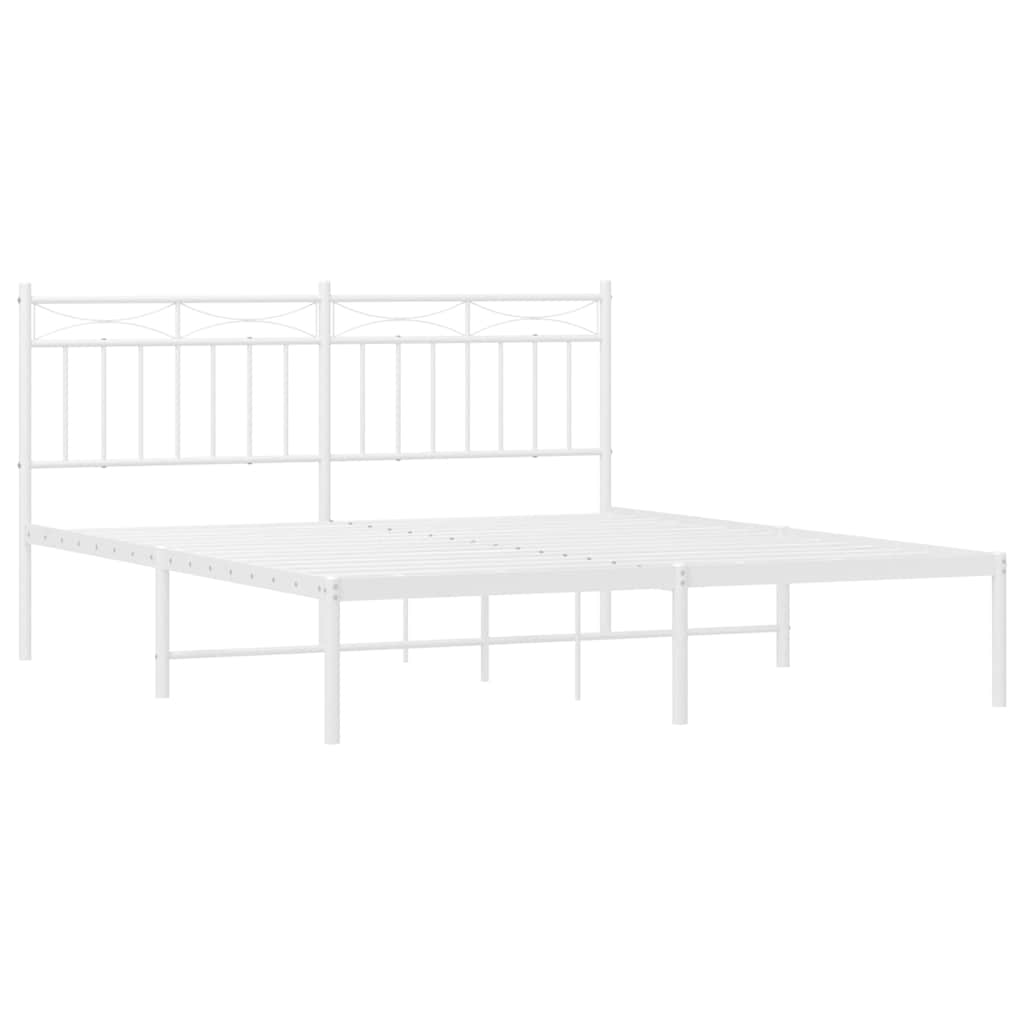 Cadre de lit métal sans matelas et tête de lit blanc 150x200 cm - XIOS