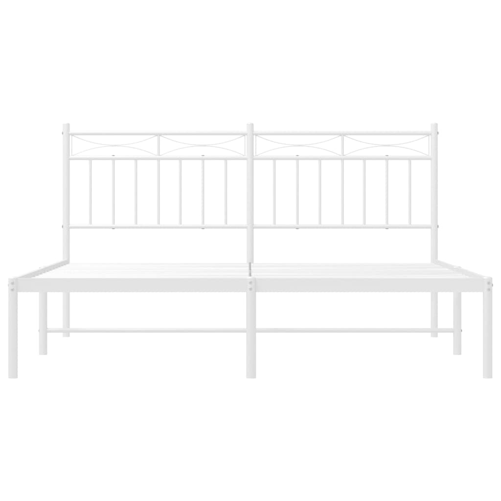 Cadre de lit métal sans matelas et tête de lit blanc 150x200 cm - XIOS