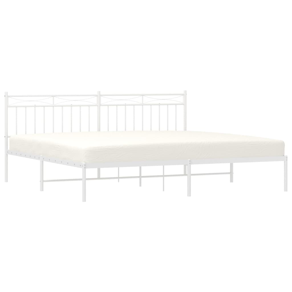 Cadre de lit métal sans matelas et tête de lit blanc 200x200 cm - XIOS