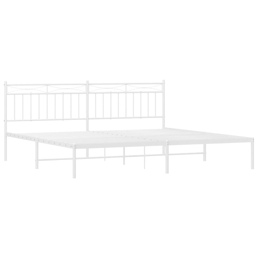 Cadre de lit métal sans matelas et tête de lit blanc 200x200 cm - XIOS