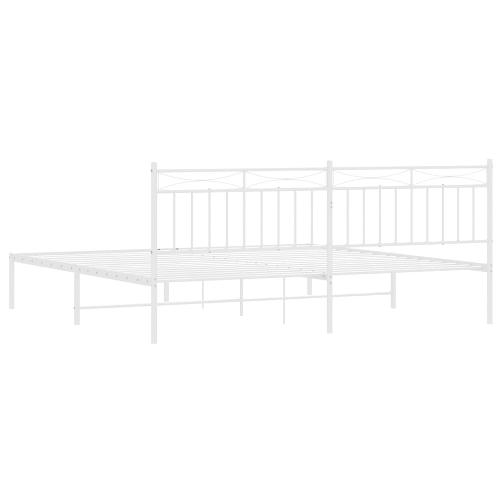 Cadre de lit métal sans matelas et tête de lit blanc 200x200 cm - XIOS