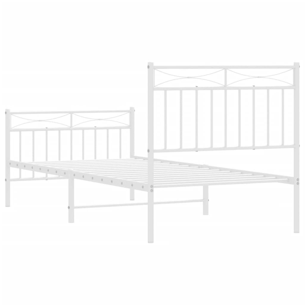 Cadre de lit métal sans matelas avec pied de lit blanc 90x200cm - XIOS