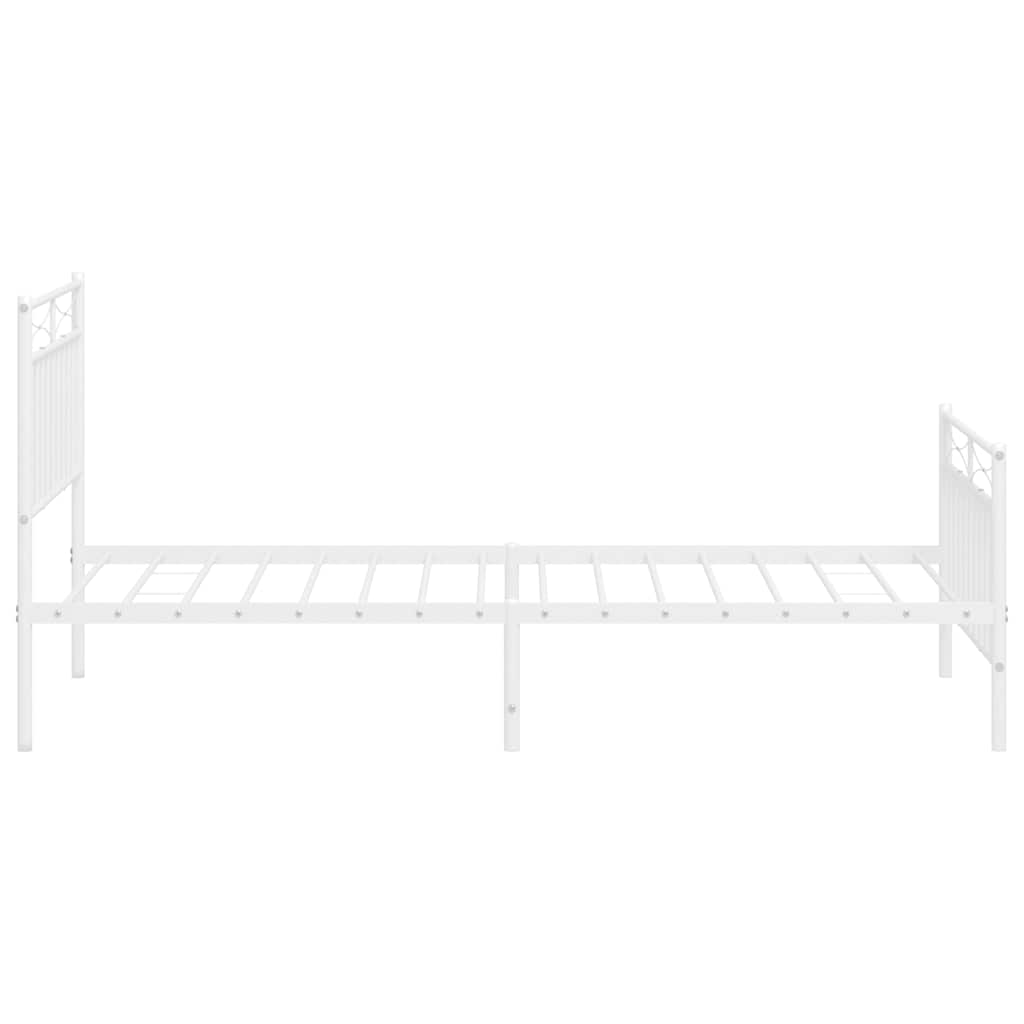Cadre de lit métal sans matelas et pied de lit blanc 100x190 cm
