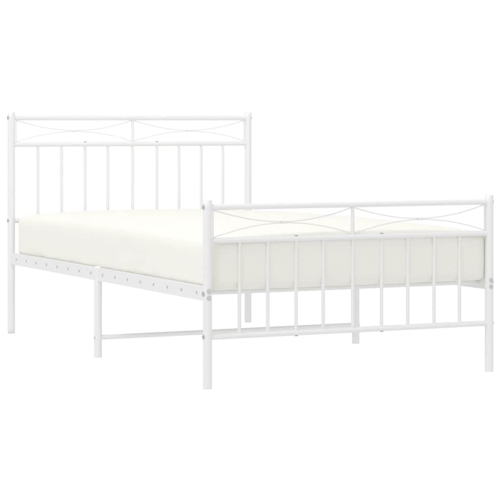 Cadre de lit métal sans matelas et pied de lit blanc 100x200 cm - XIOS