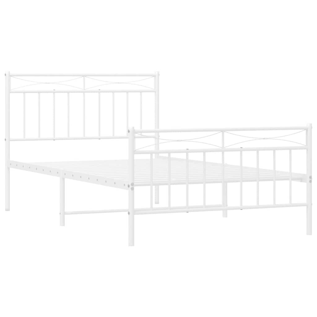 Cadre de lit métal sans matelas et pied de lit blanc 100x200 cm - XIOS